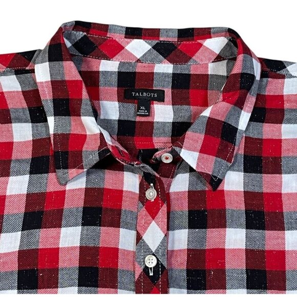 TALBOTS BUFFALO PLAID METALLIC FLANNEL SHIRT – SIZE XL - Picture 5 of 7